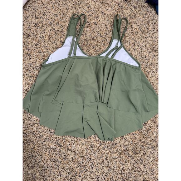 OMKAGI Womens Ruffle Tankini Swimsuit High Waist Striped Bottoms‎ Swimwear XXL - Picture 5 of 11